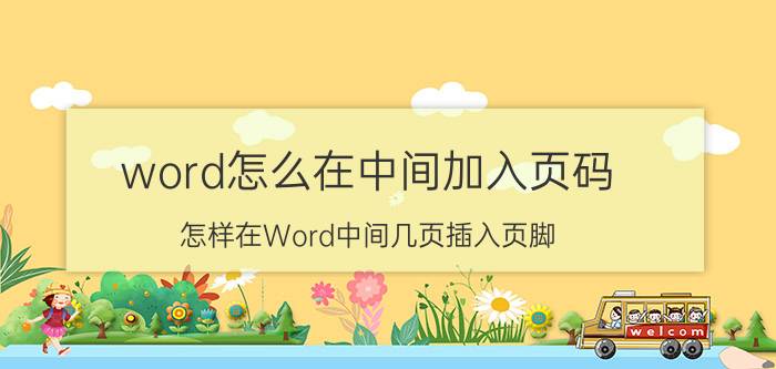 word怎么在中间加入页码 怎样在Word中间几页插入页脚？